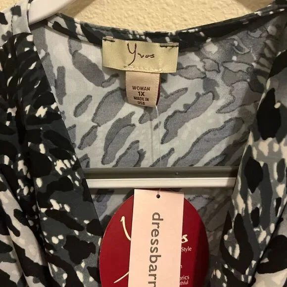 Yvos Black and White Patterned Women's Blouse - Picture 3 of 5